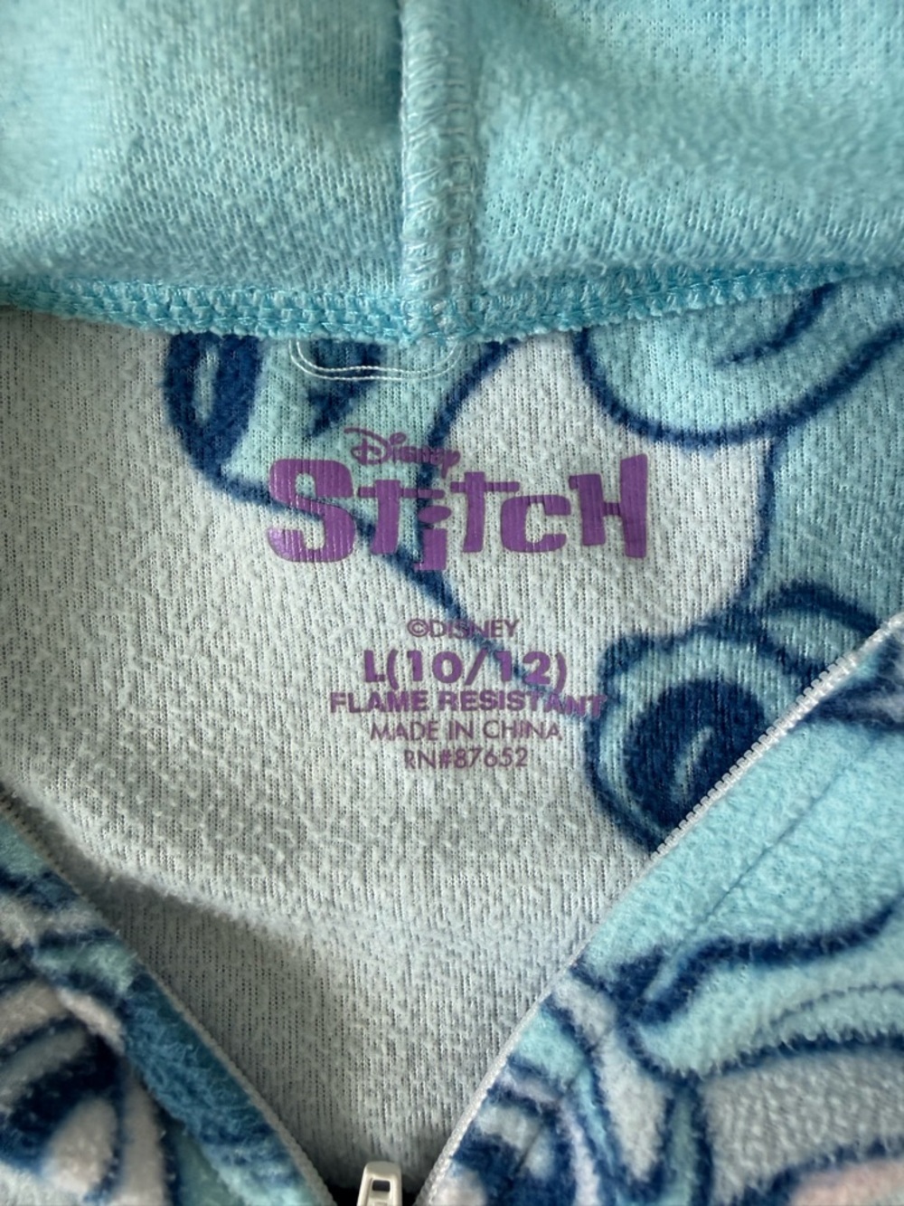Disney Stitch Pajamas with hoodie girls size large 10/12 - Picture 3 of 4